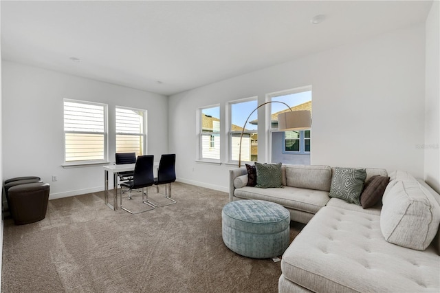 living room with carpet flooring