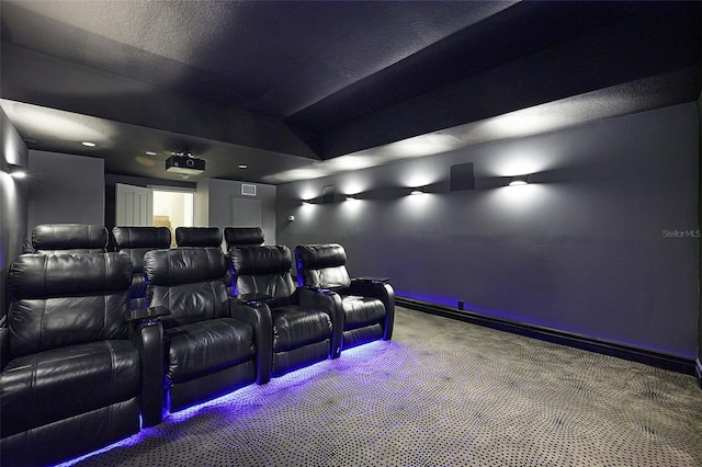 view of carpeted home theater room