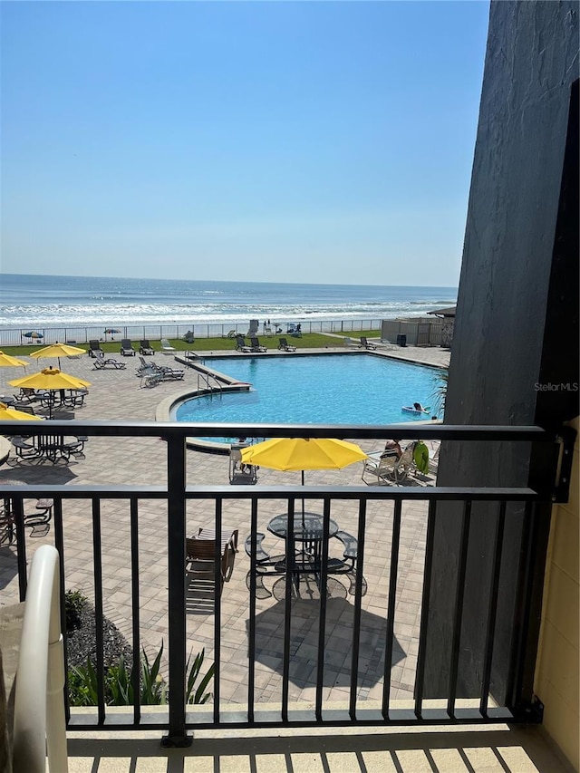 balcony with a water view