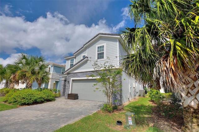 view of front of house with a garage