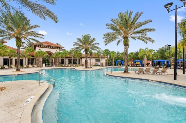 view of pool featuring a patio area