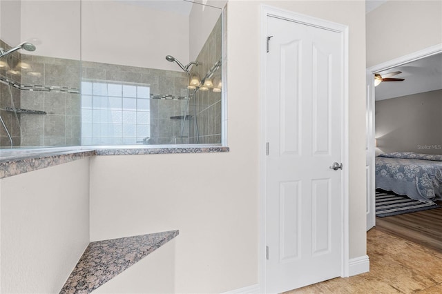 10120 Lakeshore Dr, Clermont, FL 34711 - ensuite bathroom with a walk in shower and ceiling fan
