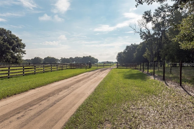 view of street with a rural view