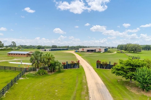 view of property's community featuring a rural view and a yard