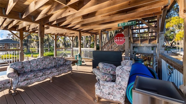 deck with an outdoor living space