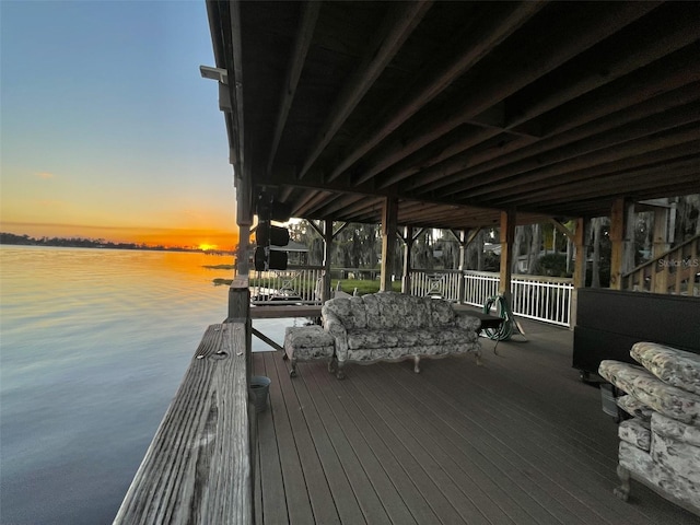 dock area featuring a water view