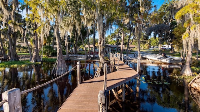 view of dock featuring a water view