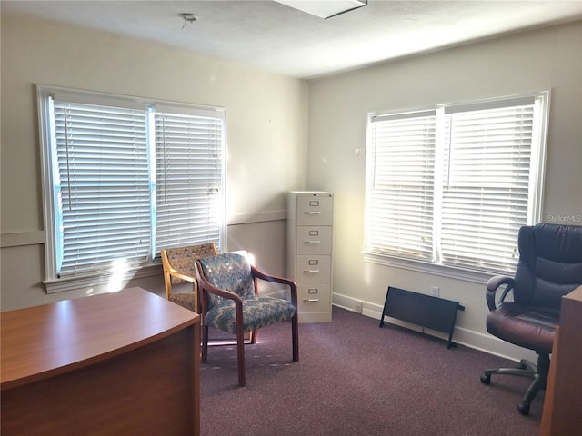 view of carpeted office space