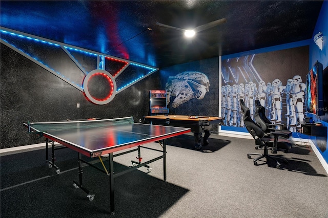 recreation room featuring carpet floors and pool table