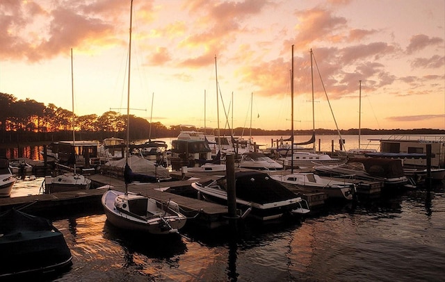 view of dock featuring a water view