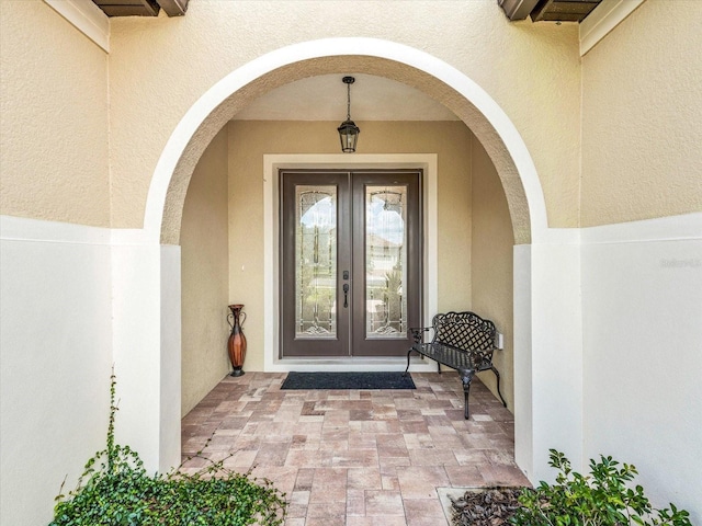 property entrance with french doors