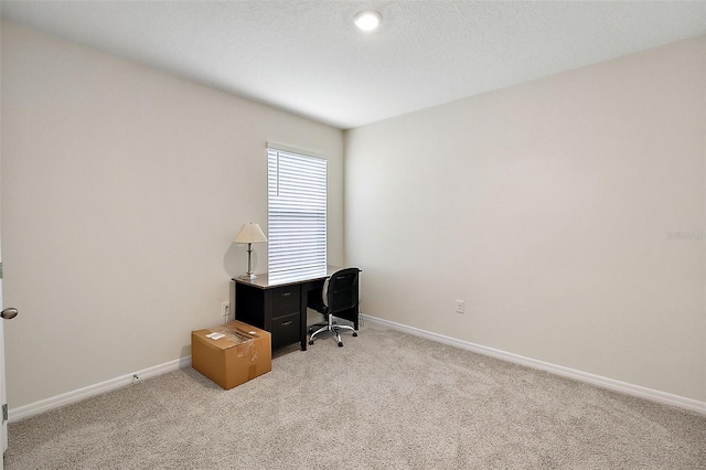 view of carpeted home office