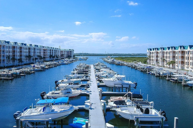 view of dock featuring a water view