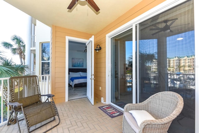 balcony with ceiling fan