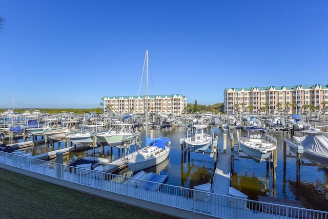 view of dock featuring a water view