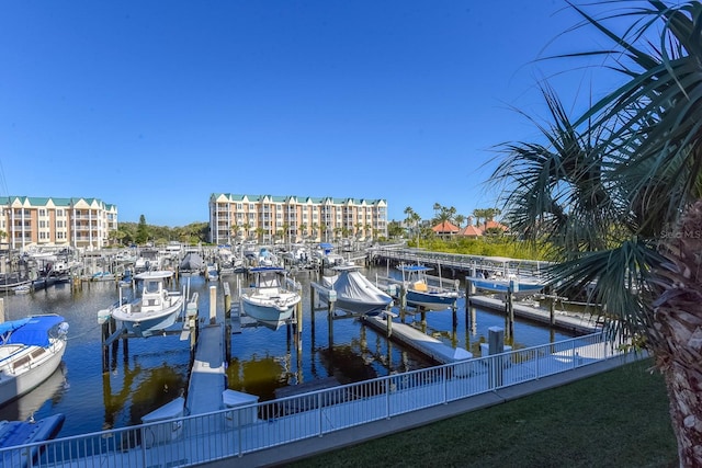 view of dock featuring a water view