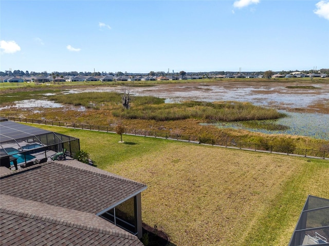 view of yard with a water view