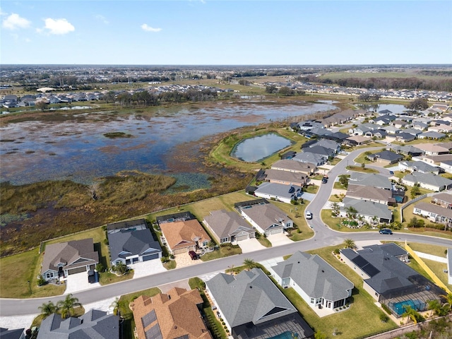 bird's eye view featuring a water view