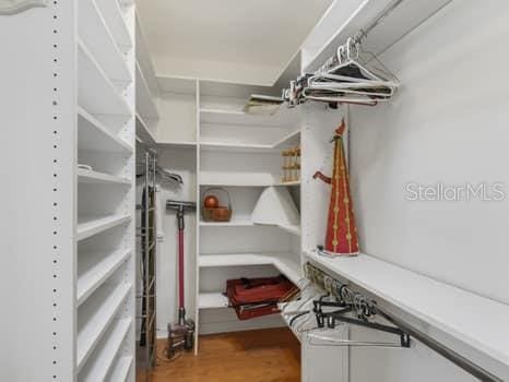 spacious closet featuring light hardwood / wood-style flooring