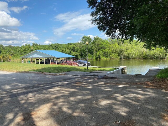 view of dock featuring a water view