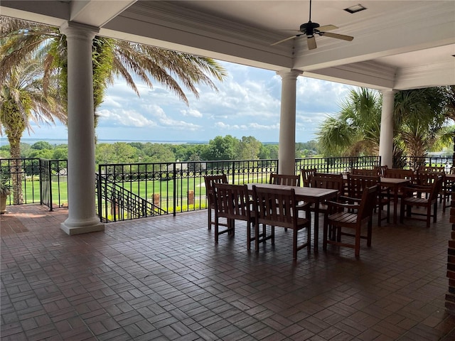 view of patio / terrace featuring ceiling fan