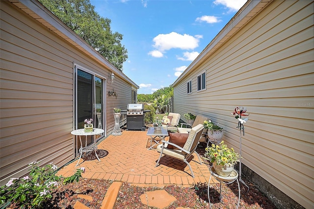 view of terrace with area for grilling