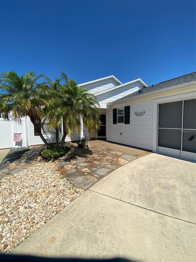 exterior space featuring a garage