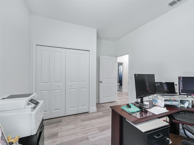 office featuring light wood-type flooring