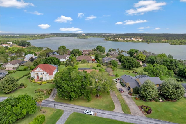 bird's eye view featuring a water view