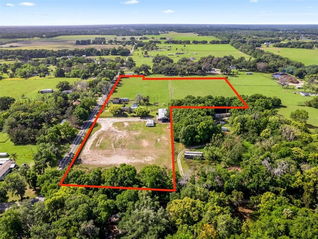 aerial view with a rural view