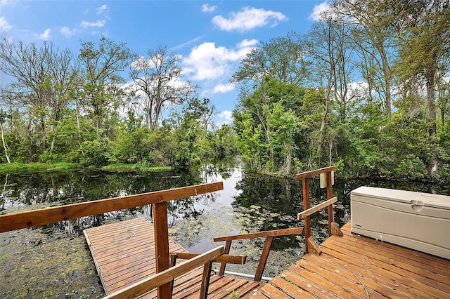 wooden terrace with a water view