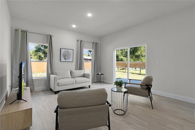 living room featuring light hardwood / wood-style flooring