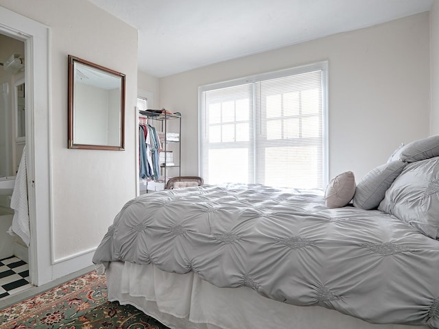 bedroom with tile flooring