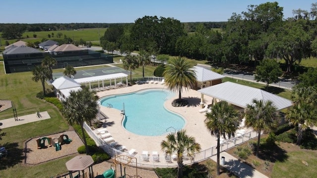 view of pool featuring a patio area