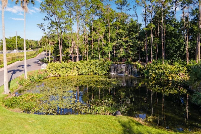 view of property's community with a water view