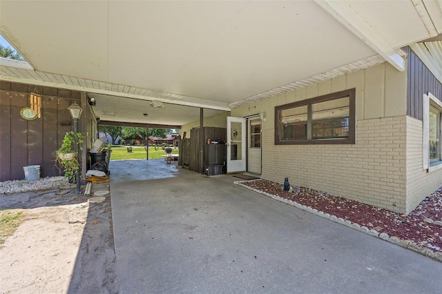 view of terrace featuring a carport