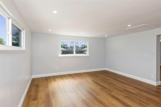 spare room featuring wood-type flooring and a wealth of natural light