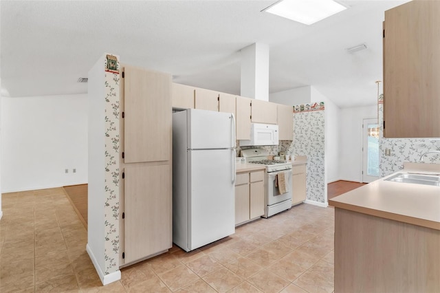 kitchen with white appliances and sink