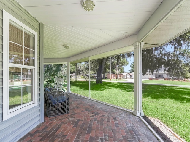 view of unfurnished sunroom