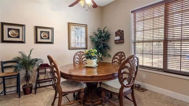 23321 N Buckhill Rd, Howey In The Hills, FL 34737 - dining area featuring light tile patterned floors and a ceiling fan