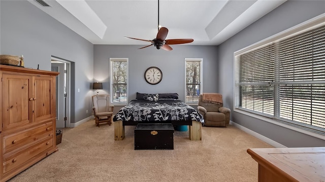 23321 N Buckhill Rd, Howey In The Hills, FL 34737 - bedroom with light colored carpet and ceiling fan