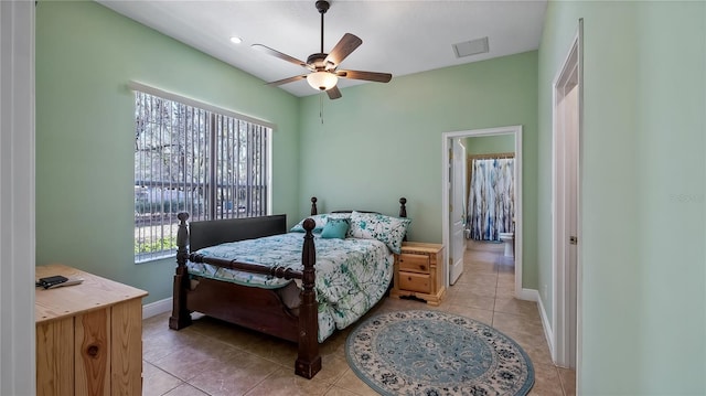 23321 N Buckhill Rd, Howey In The Hills, FL 34737 - bedroom featuring light tile patterned floors and a ceiling fan
