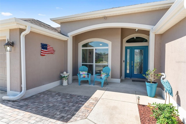 property entrance with a garage