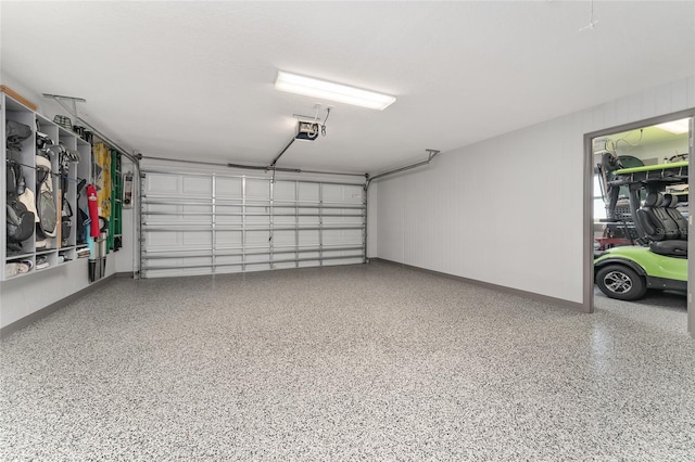 garage with a garage door opener