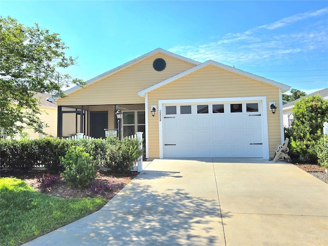 single story home with a garage