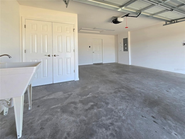 garage with a garage door opener