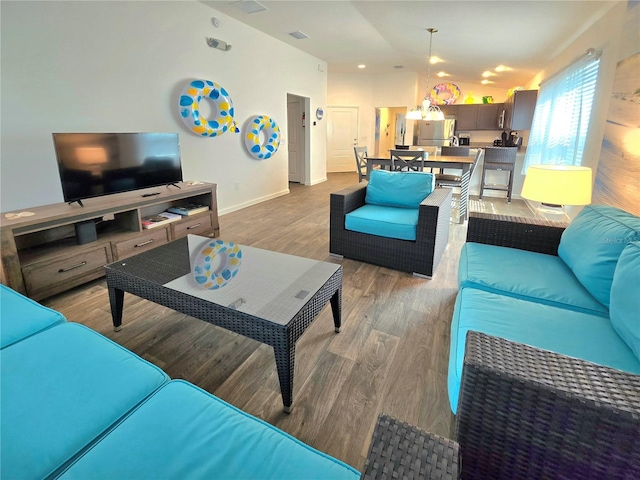 living room featuring hardwood / wood-style floors