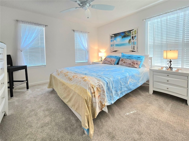 bedroom with carpet and ceiling fan