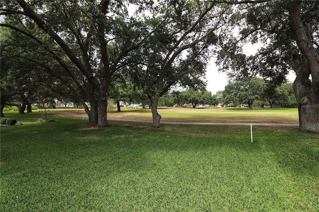 view of property's community featuring a lawn