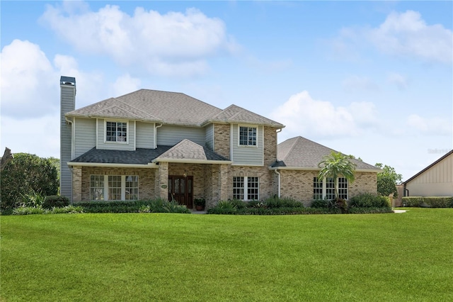 view of front of house with a front lawn